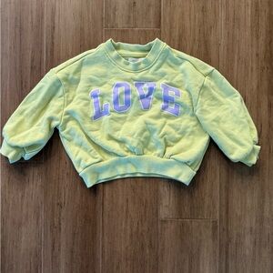 Kids LOVE Graphic Sweatshirt - Light Yellow/Green and Purple